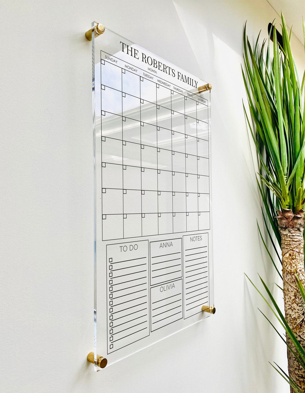 Acrylic Monthly Calendar For Wall || Custom Dry Erase Family Planner Large Huge Clear or White Calendar Personalized Whiteboard Office Decor