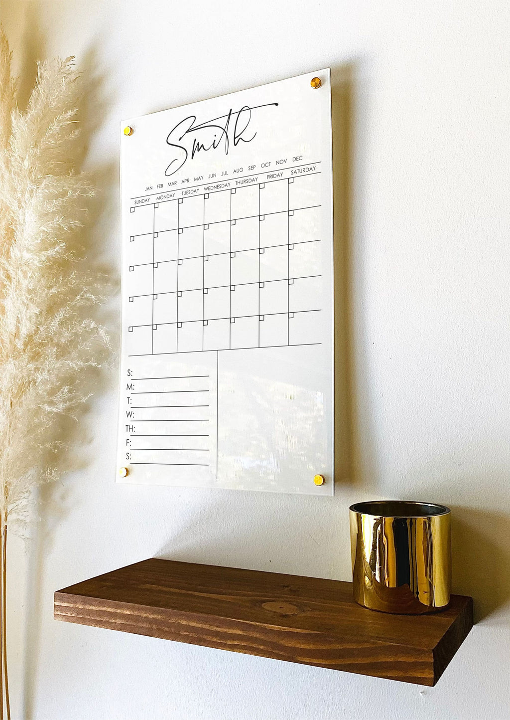 Acrylic Monthly Vertical Calendar For Wall