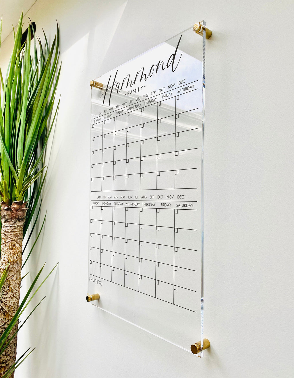 Acrylic 2 Month Vertical Calendar For Wall