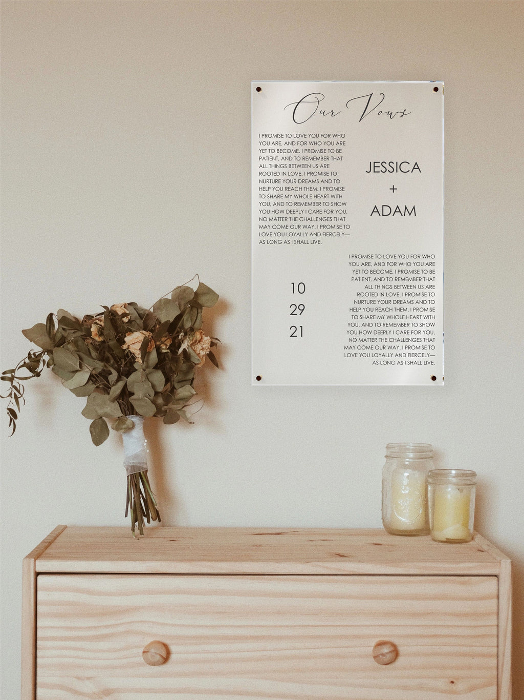 Custom Wedding Vow Acrylic Sign, Sold Individually || personalized wedding sign home decor for wall wedding gift keepsake vows his and hers