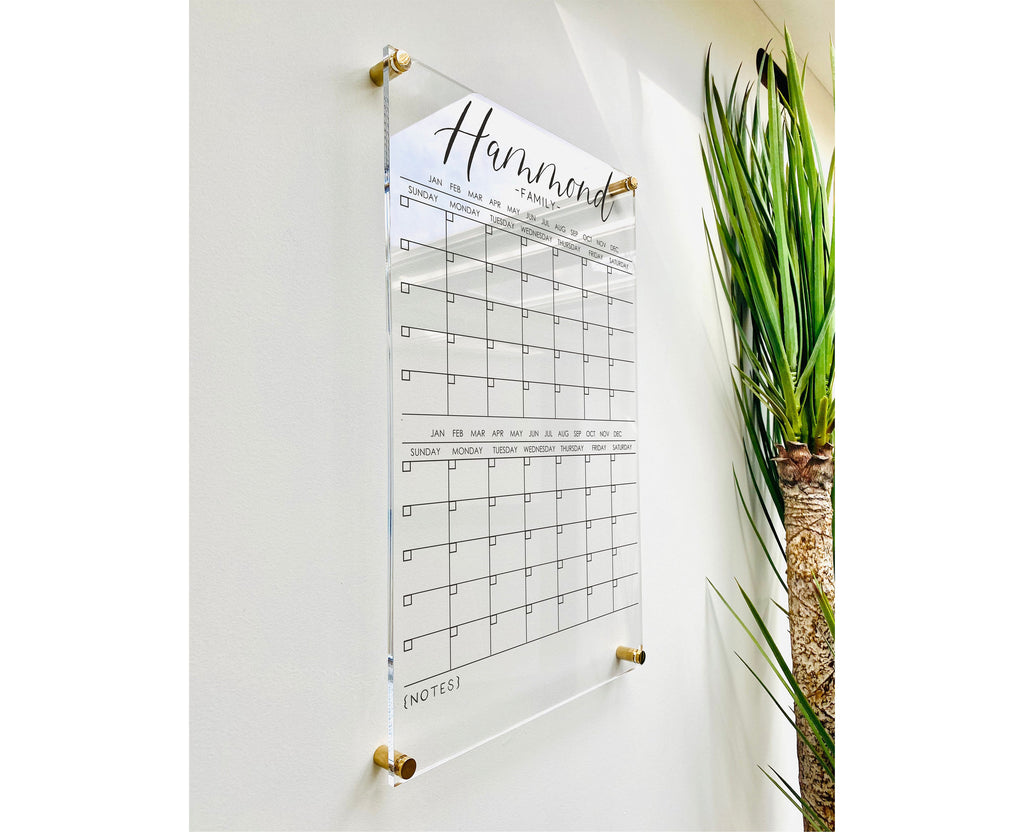 Acrylic 2 Month Vertical Calendar For Wall