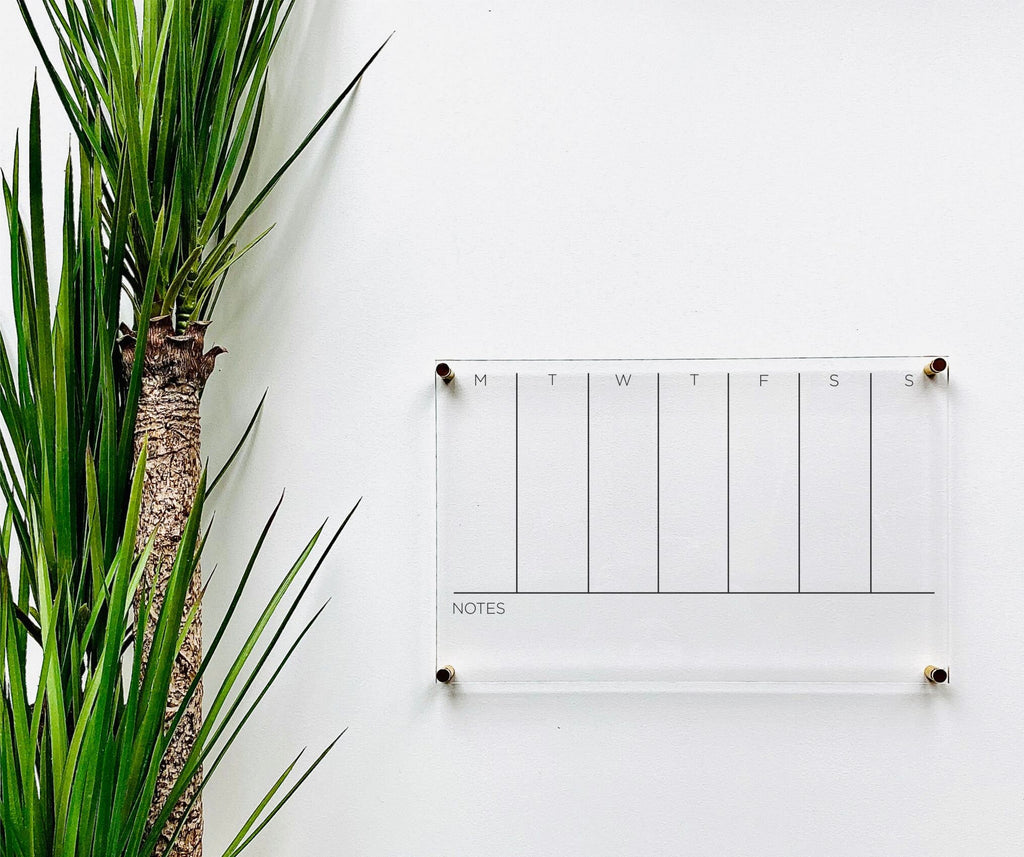 Acrylic Weekly Horizontal Calendar For Wall