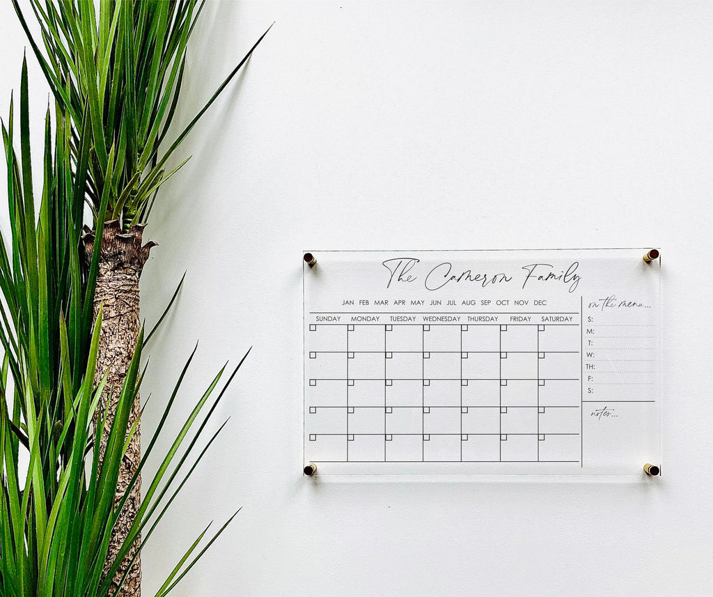 Acrylic Monthly Horizontal Calendar For Wall