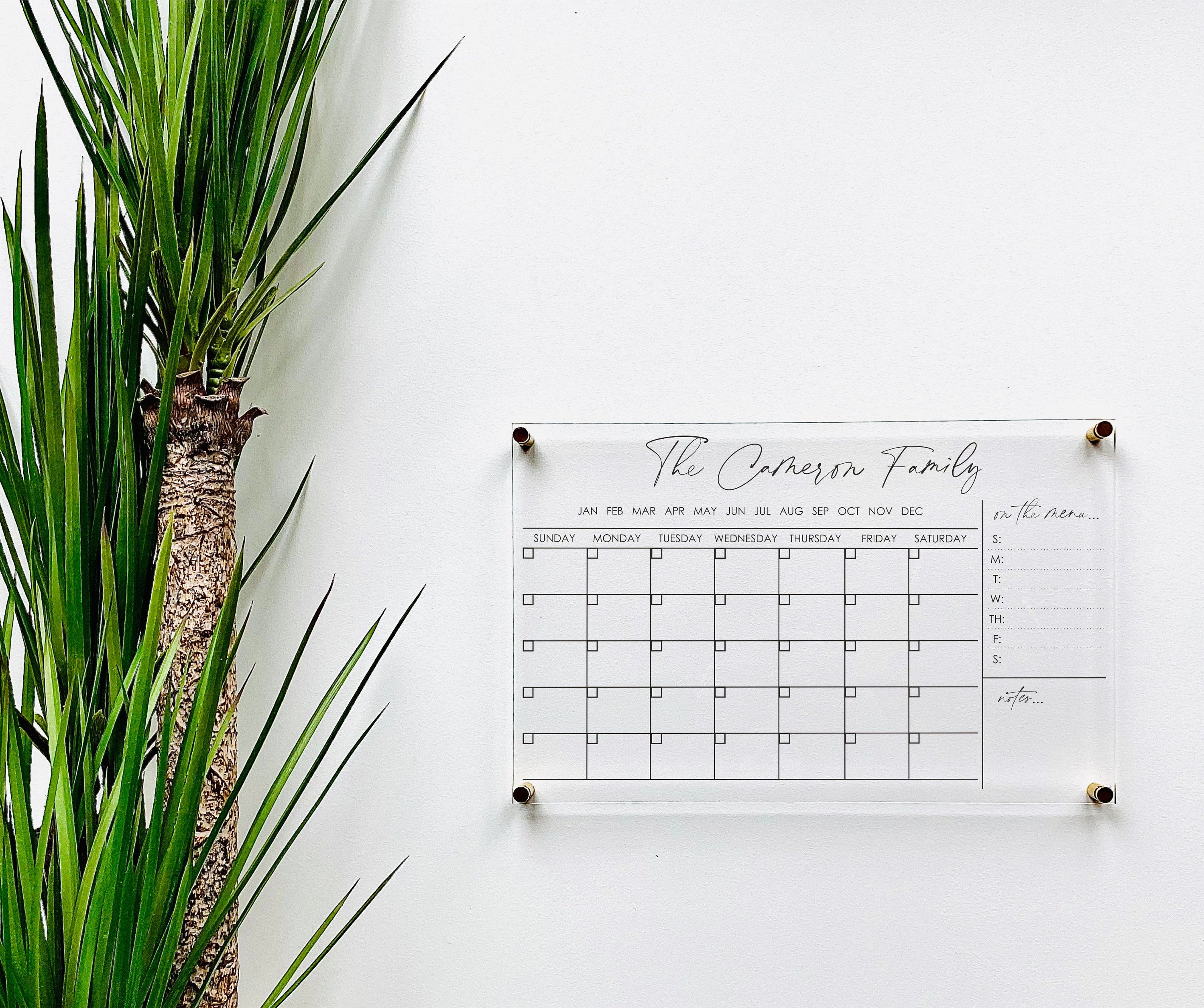 Acrylic Monthly Horizontal Calendar For Wall