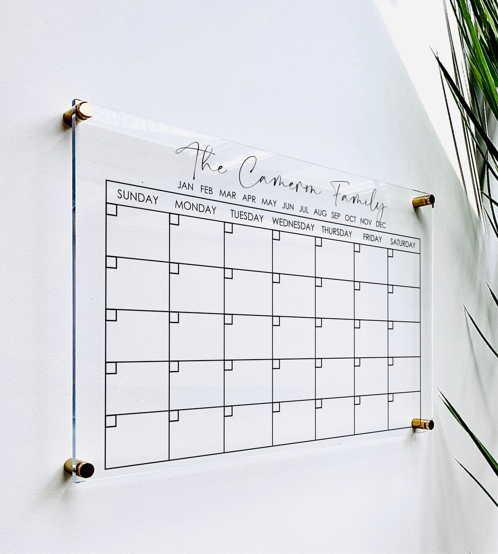 Acrylic Monthly Horizontal Calendar For Wall