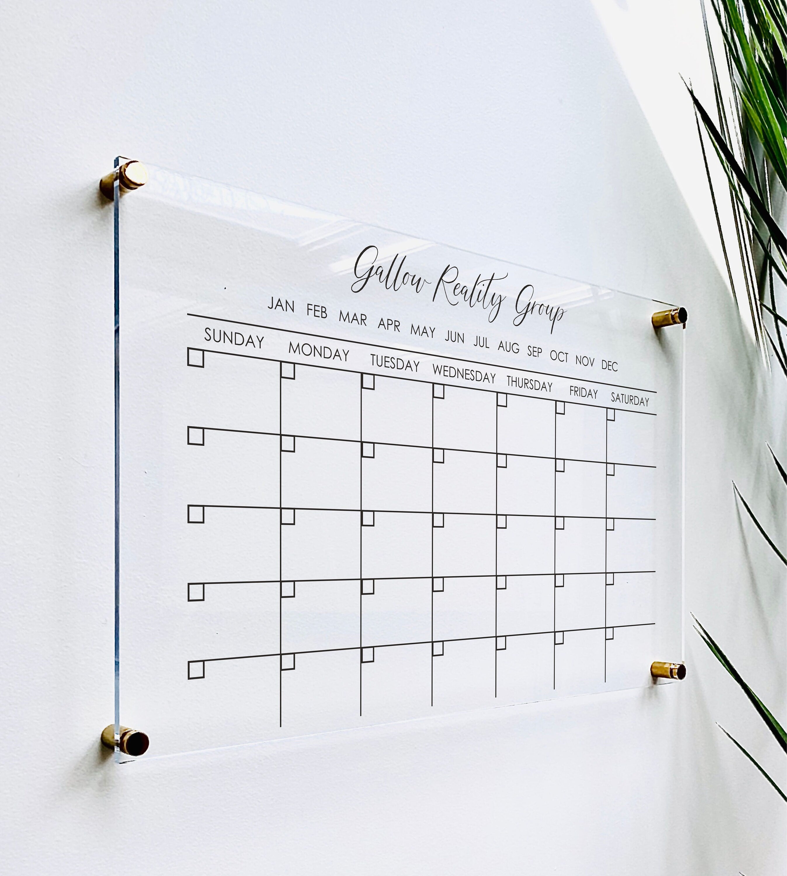Acrylic Monthly Horizontal Calendar For Wall