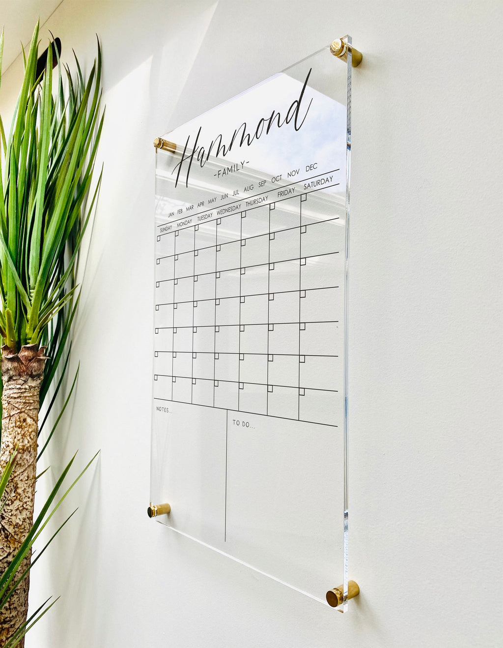 Acrylic Monthly Calendar For Wall || Custom Dry Erase Family Planner Large Huge Clear or White Calendar Personalized Whiteboard Office Decor