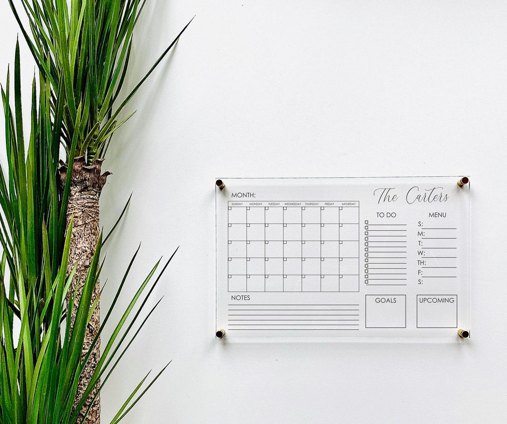 Acrylic Monthly Horizontal Calendar For Wall