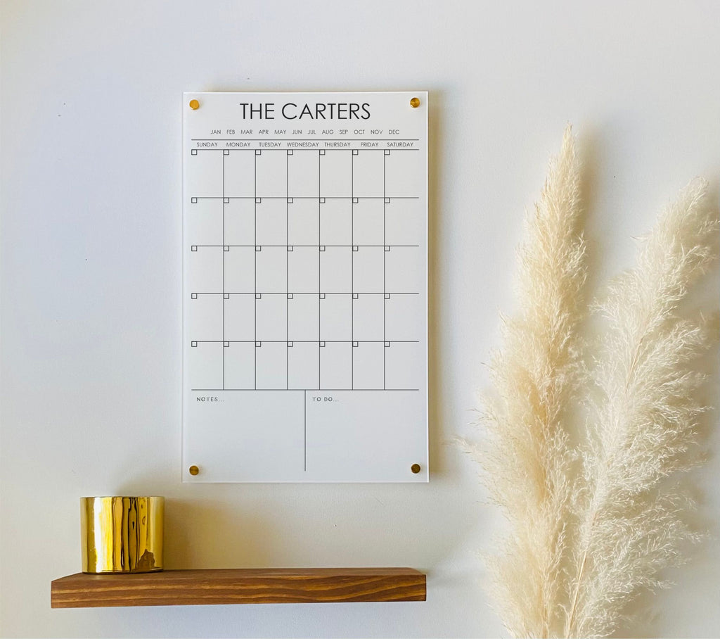 Acrylic Monthly Vertical Calendar For Wall