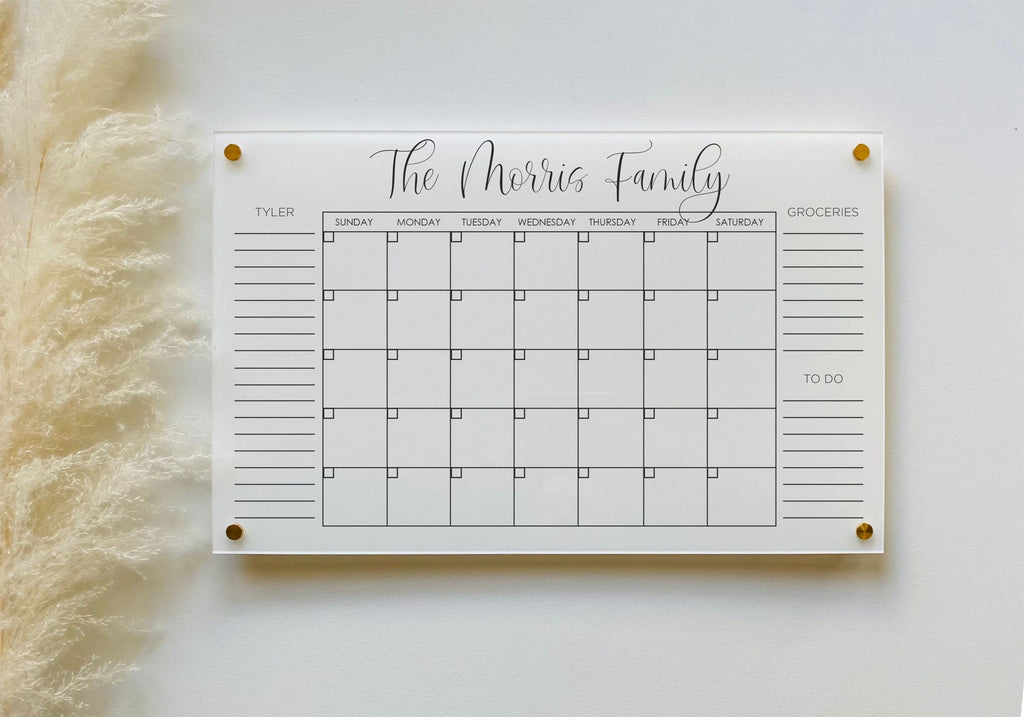 Acrylic Monthly Horizontal Calendar For Wall
