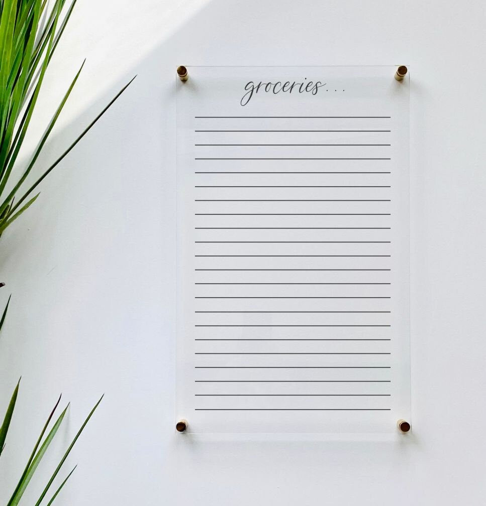Acrylic Grocery List For Wall