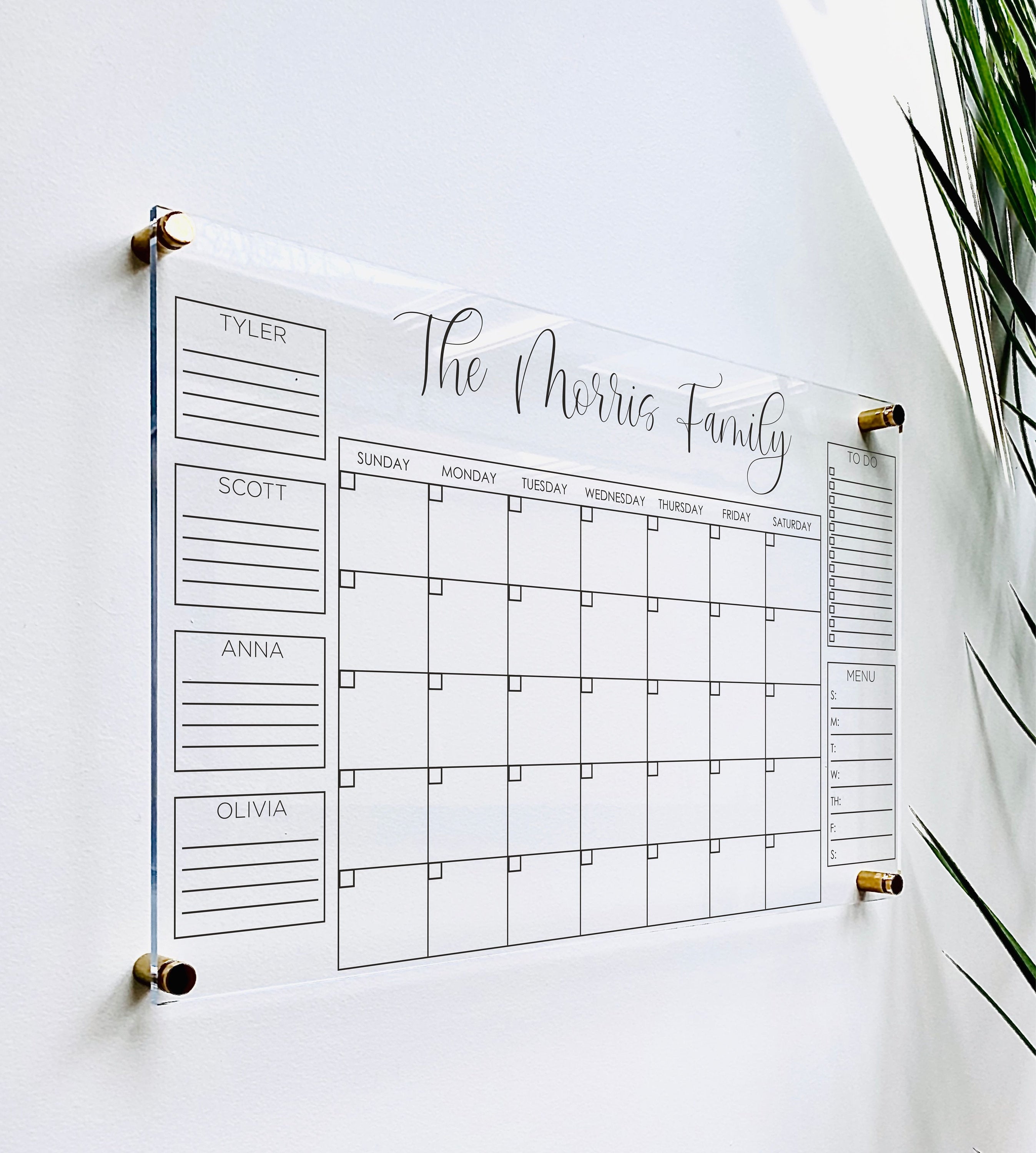 Acrylic Monthly Calendar For Wall || Custom Dry Erase Family Planner Large Huge Clear or White Calendar Personalized Whiteboard Office Decor