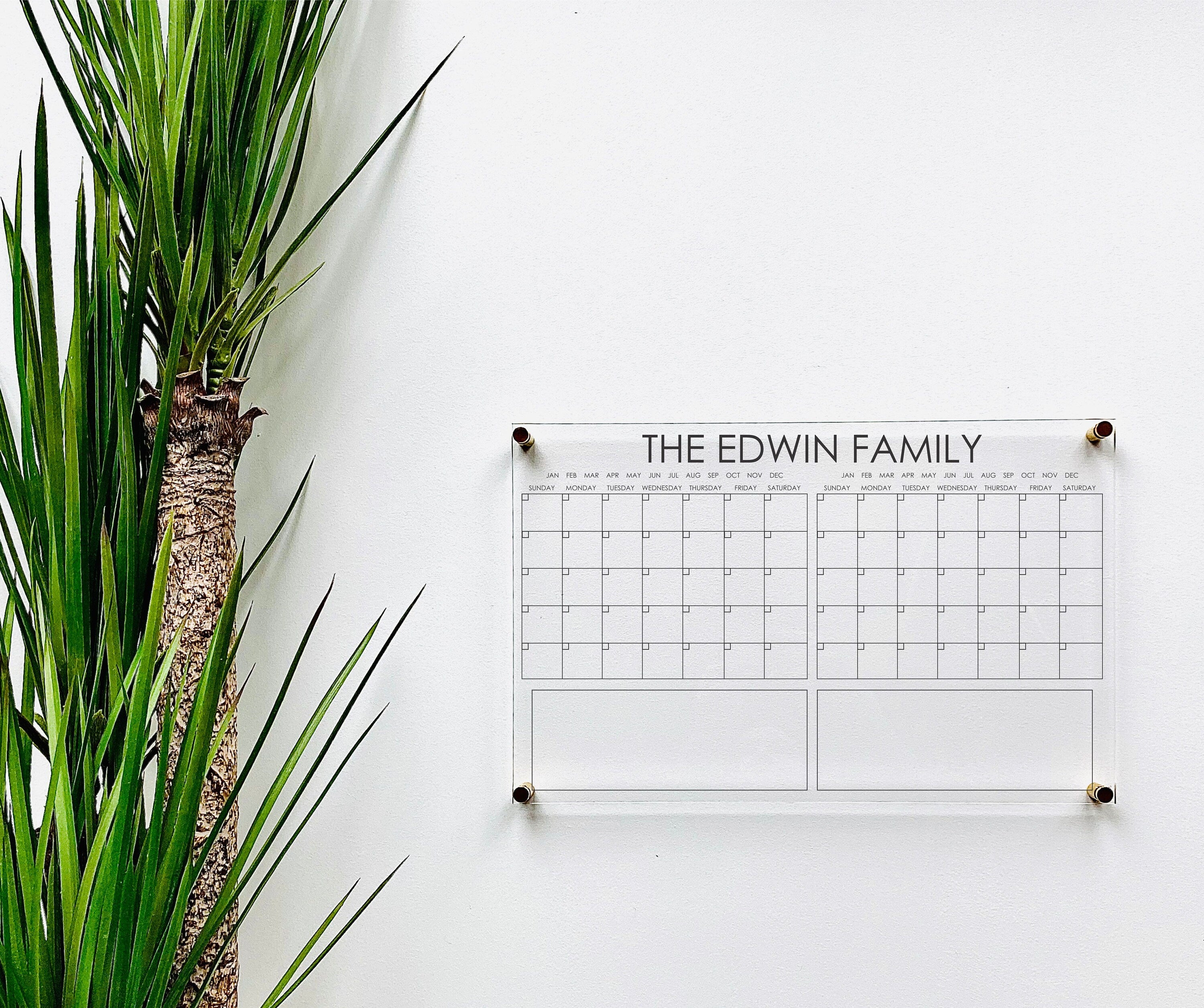 Acrylic 2 Month Horizontal Calendar For Wall