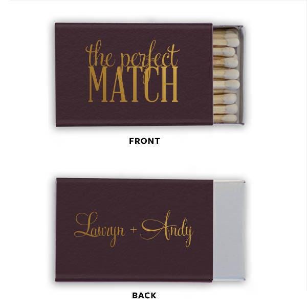 The Perfect Match Personalized Matches || Wedding Matches, Custom Matchbox, Wedding Favors for Guests Wedding Send Off Cigar Bar