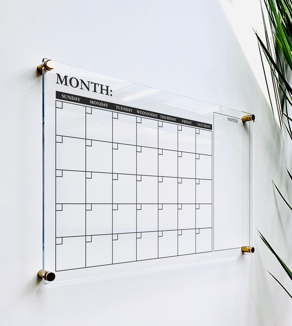Acrylic Monthly Calendar For Wall || Custom Dry Erase Family Planner Large Huge Clear or White Calendar Personalized Whiteboard Office Decor
