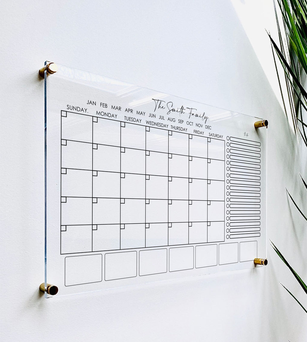 Acrylic Monthly Horizontal Calendar For Wall