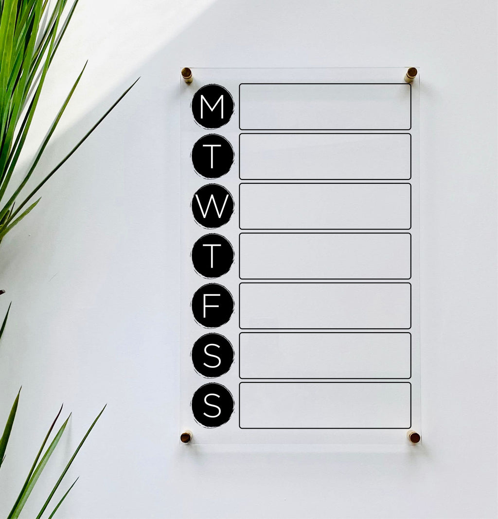 Acrylic Weekly Vertical Calendar For Wall