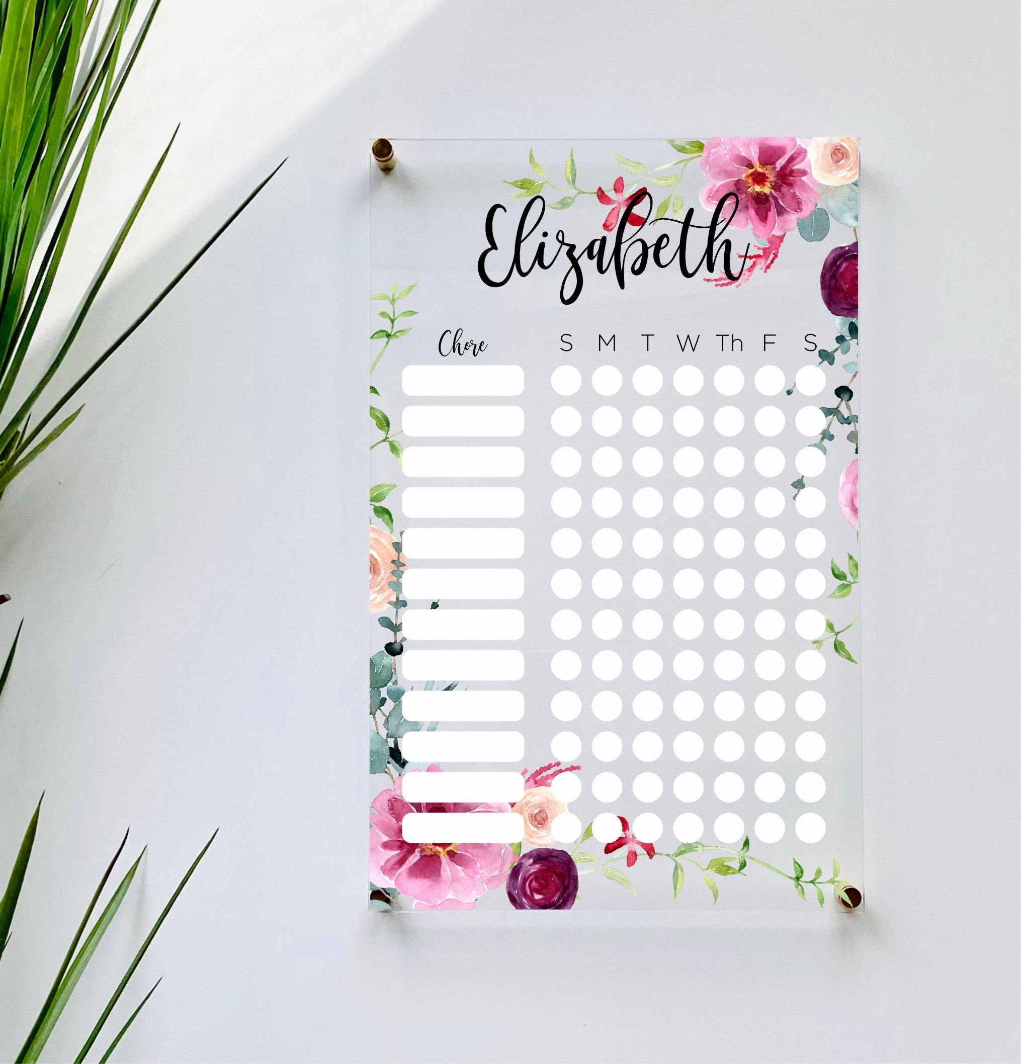 Personalized Chore Chart For Kids || custom chore chart children  dry erase board  clear acrylic homeschool girls boys 03-009-008