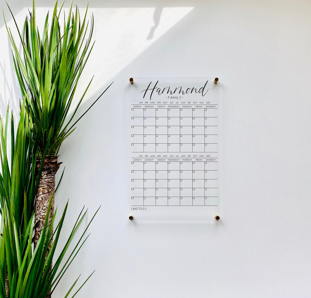 Acrylic 2 Month Vertical Calendar For Wall