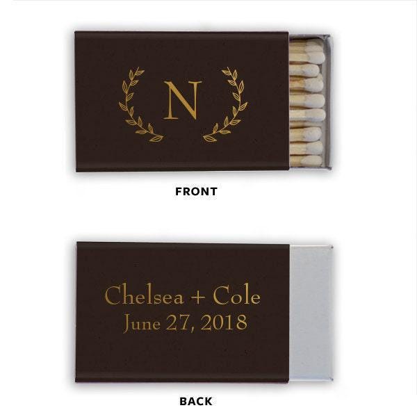 Personalized Matches || Wedding Matches, Wreath Monogram, Custom Matchbox, Wedding Favors for Guests Wedding Send Off, Cigar Bar