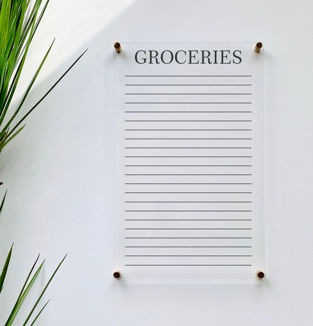 Acrylic Grocery List Vertical Board For Wall