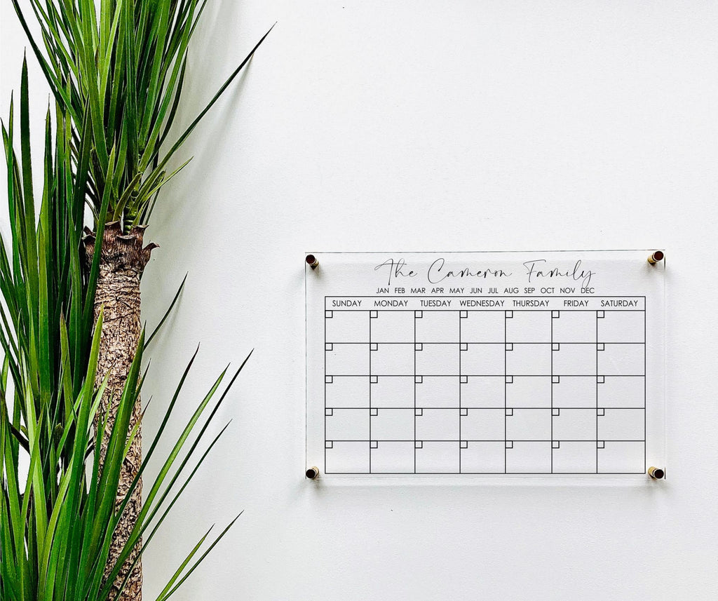 Acrylic Monthly Horizontal Calendar For Wall