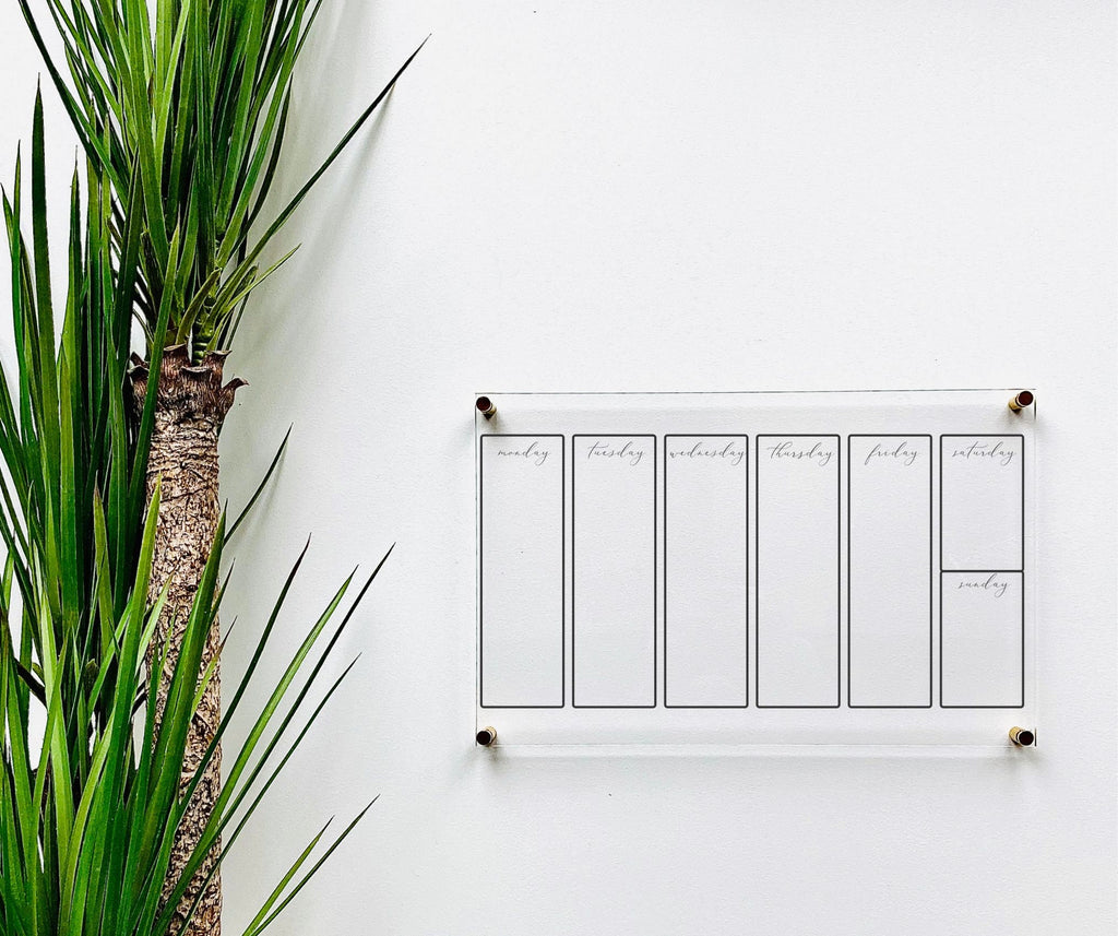 Acrylic Weekly Horizontal Calendar For Wall