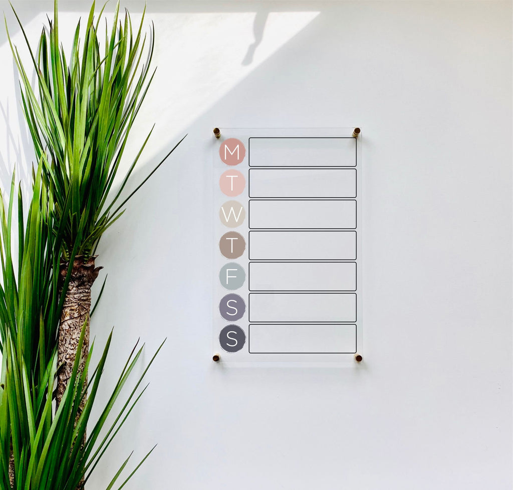 Acrylic Weekly Vertical Calendar For Wall