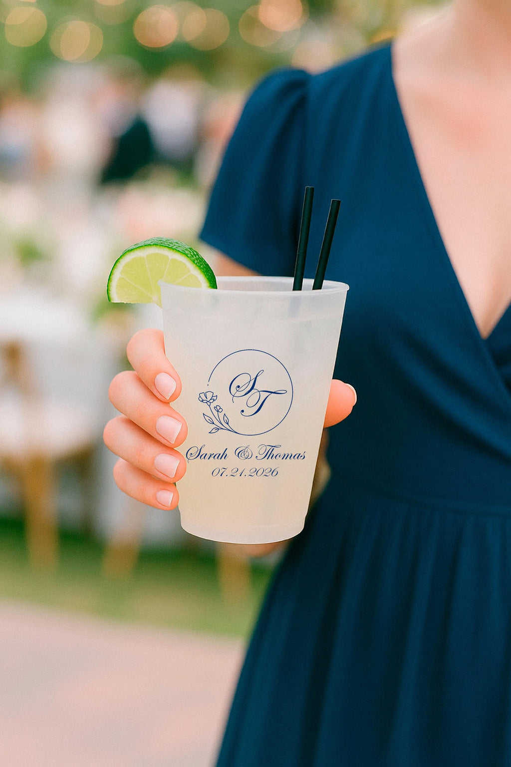 Personalized Shatterproof Frosted Wedding Cups