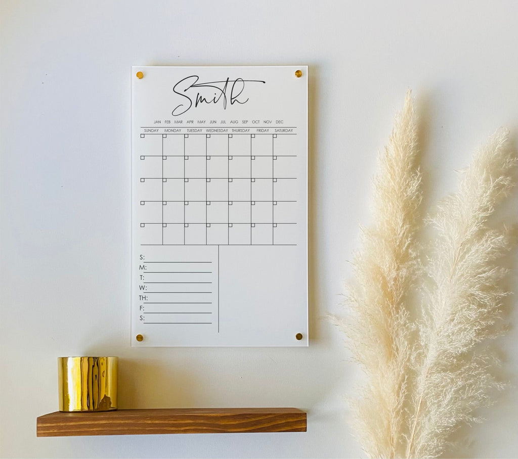 Acrylic Monthly Vertical Calendar For Wall