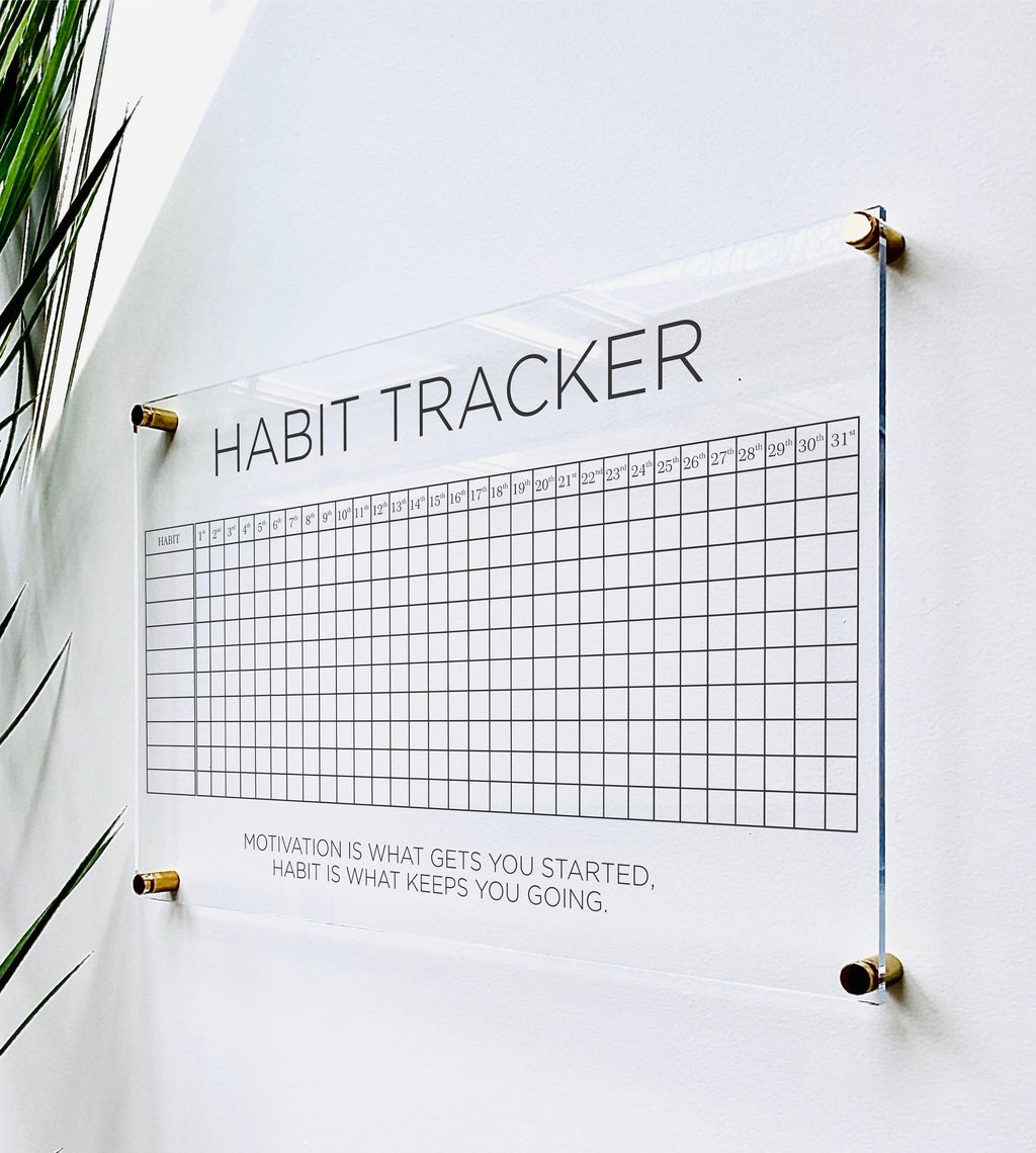 Acrylic Goals & Habit Tracker Board - Dry Erase Wall Planner for Fitness, Self-Care, Productivity Daily Routine Tracking