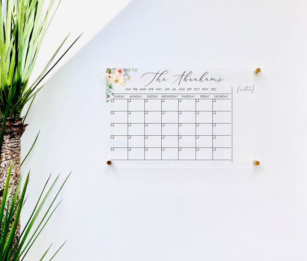 Acrylic Monthly Horizontal Calendar For Wall