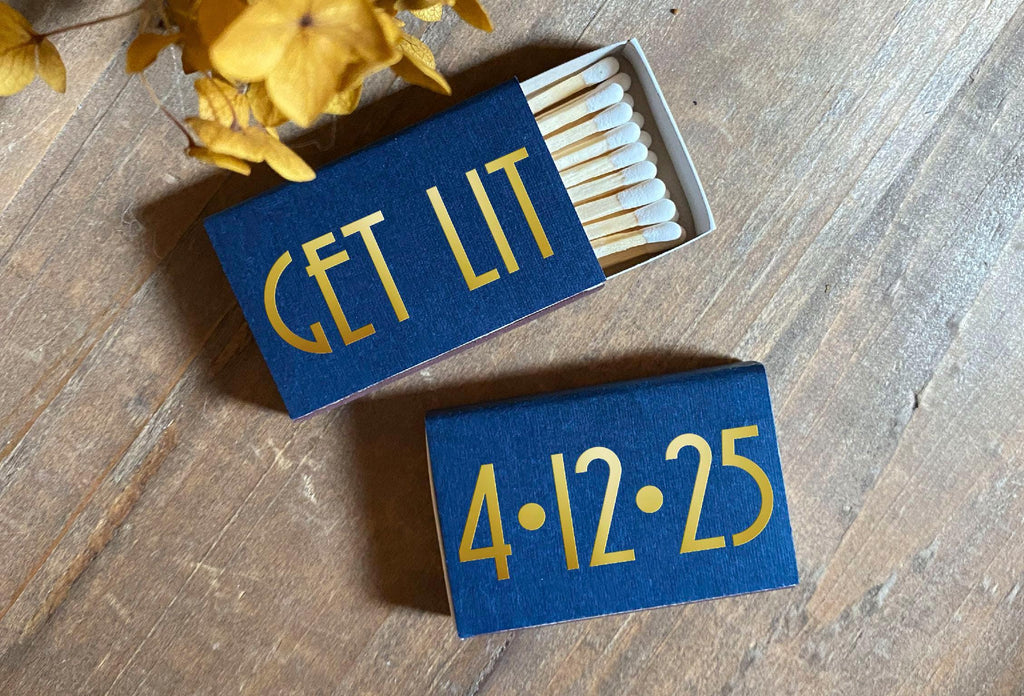 Get Lit Personalized Matches || Wedding Matches Custom Matchbox, Wedding Favors for Guests, Wedding Send Off Cigar Bar 01-008-062
