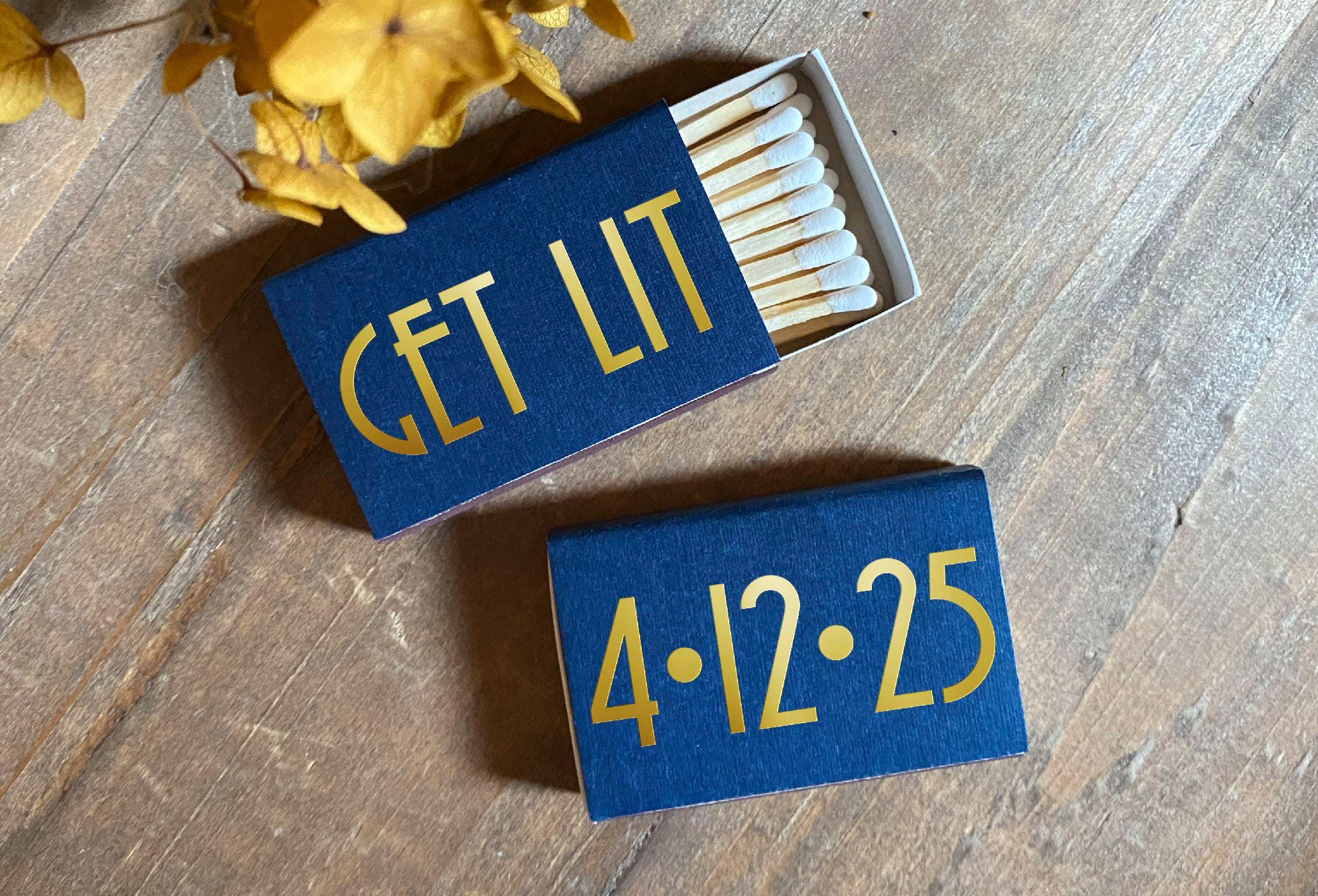 Get Lit Personalized Matches || Wedding Matches Custom Matchbox, Wedding Favors for Guests, Wedding Send Off Cigar Bar 01-008-062