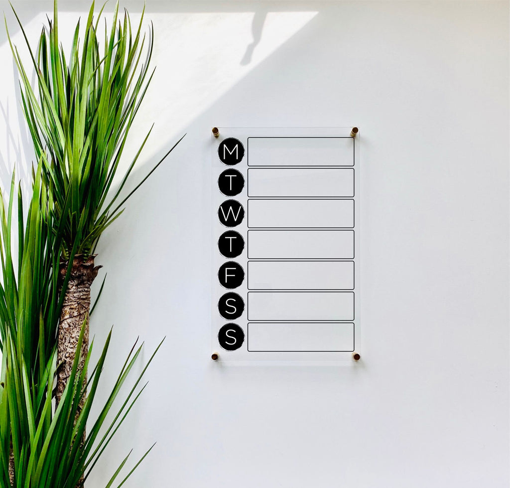 Acrylic Weekly Vertical Calendar For Wall