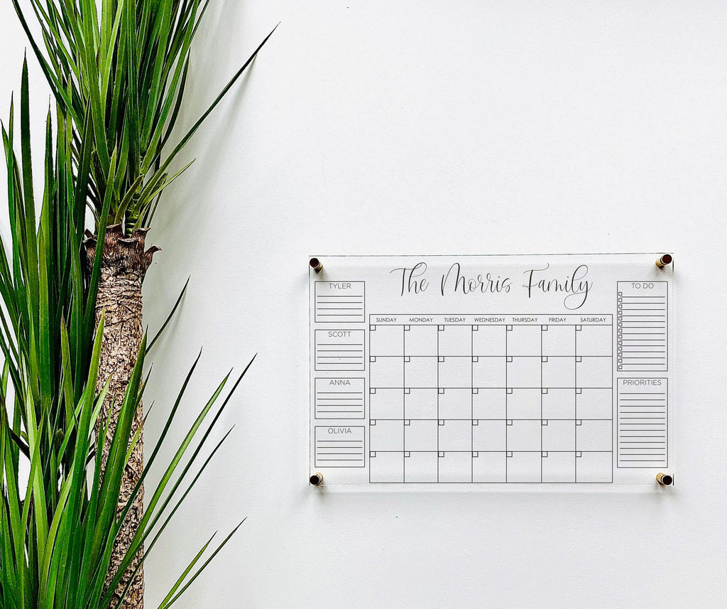 Acrylic Monthly Horizontal Calendar For Wall