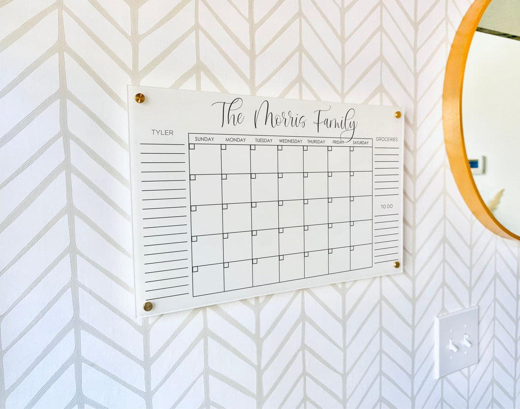 Acrylic Monthly Horizontal Calendar For Wall
