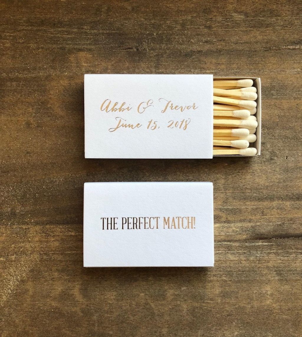 The Perfect Match Personalized Matches || Wedding Matches Custom Matchbox, Wedding Favors for Guests, Wedding Send Off Cigar Bar