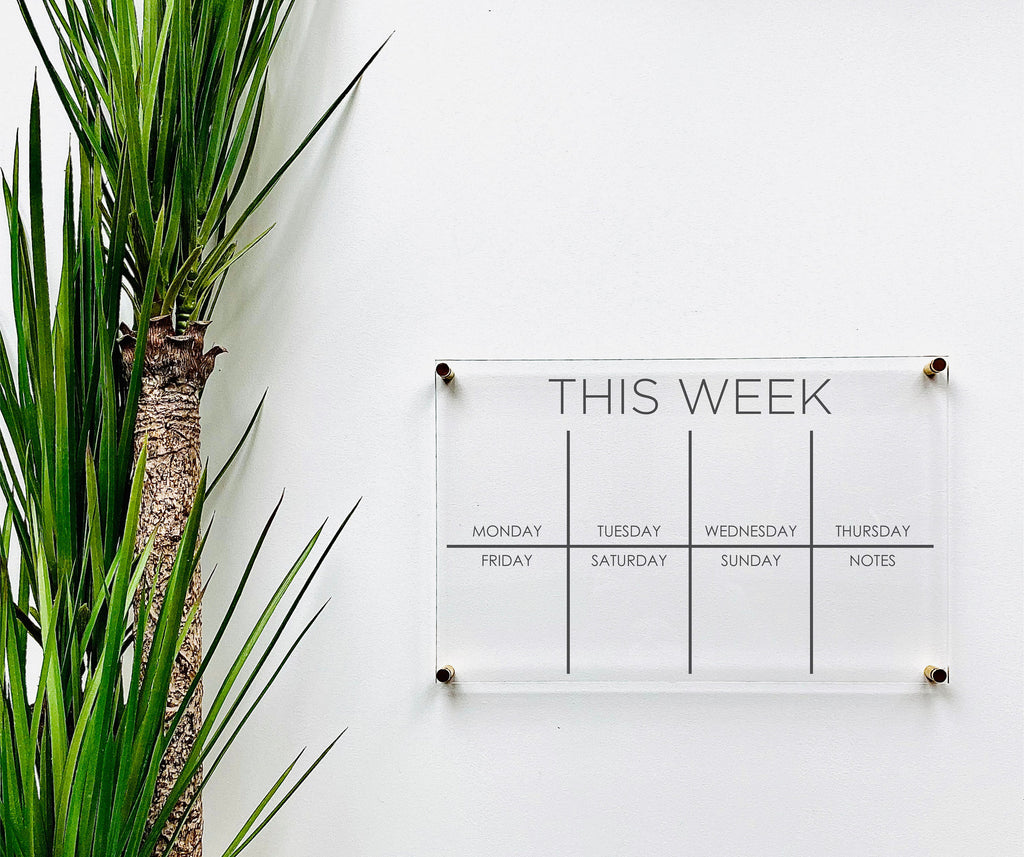 Acrylic Weekly Calendar For Wall || Custom Dry Erase Family Planner Large Huge Clear or White Calendar Personalized Whiteboard Office Decor