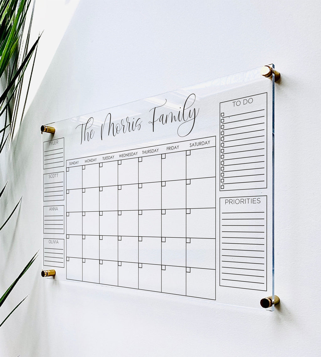 Acrylic Monthly Horizontal Calendar For Wall