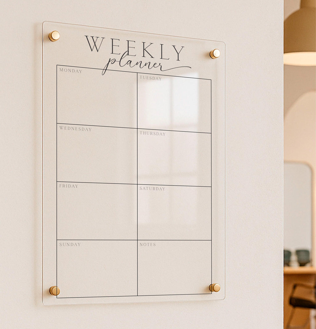 Acrylic Weekly Vertical Calendar For Wall