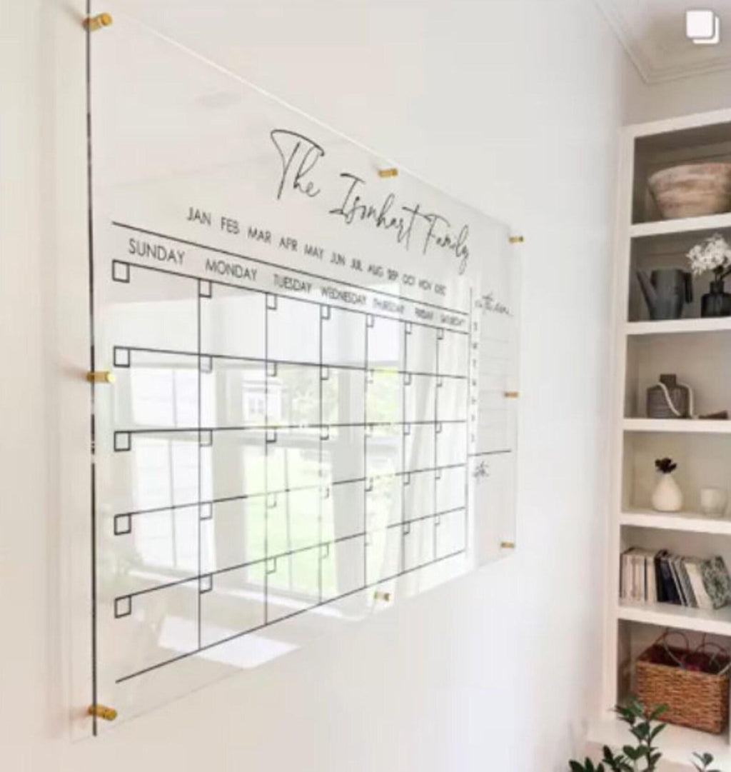 Acrylic Monthly Horizontal Calendar For Wall