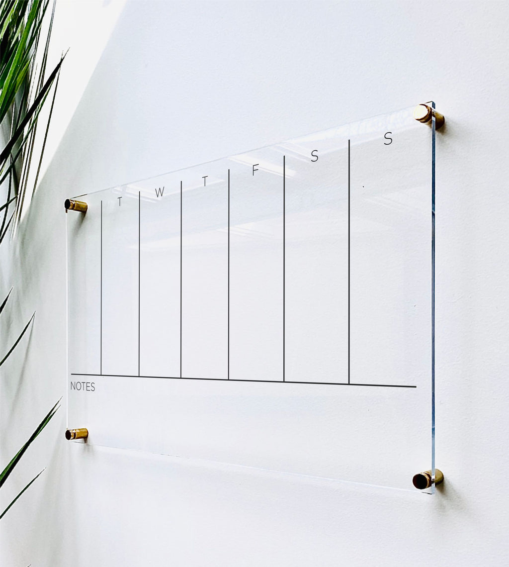 Acrylic Weekly Horizontal Calendar For Wall
