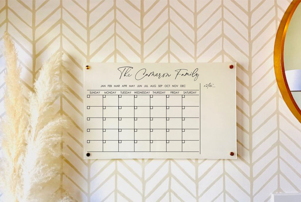 Acrylic Monthly Horizontal Calendar For Wall