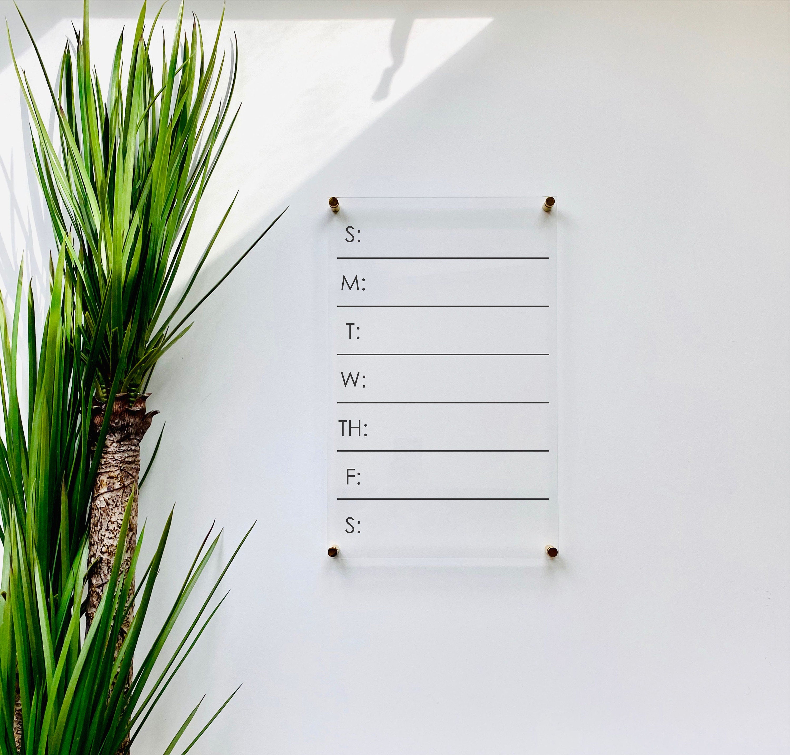 Acrylic Weekly Calendar For Wall || Custom Dry Erase Family Planner Large Huge Clear or White Calendar Personalized Whiteboard Office Decor