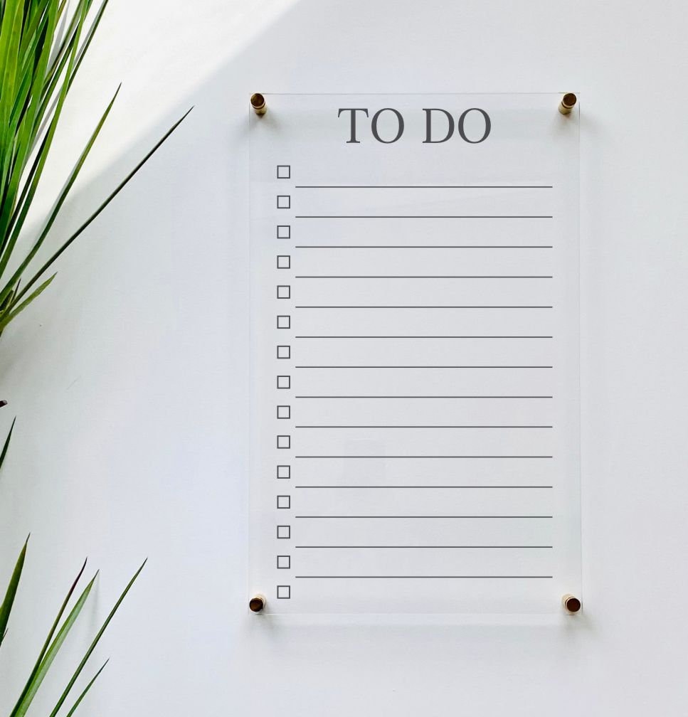 Acrylic To Do List For Wall || dry erase board  clear acrylic calendar office decor housewarming gift 03-009-024