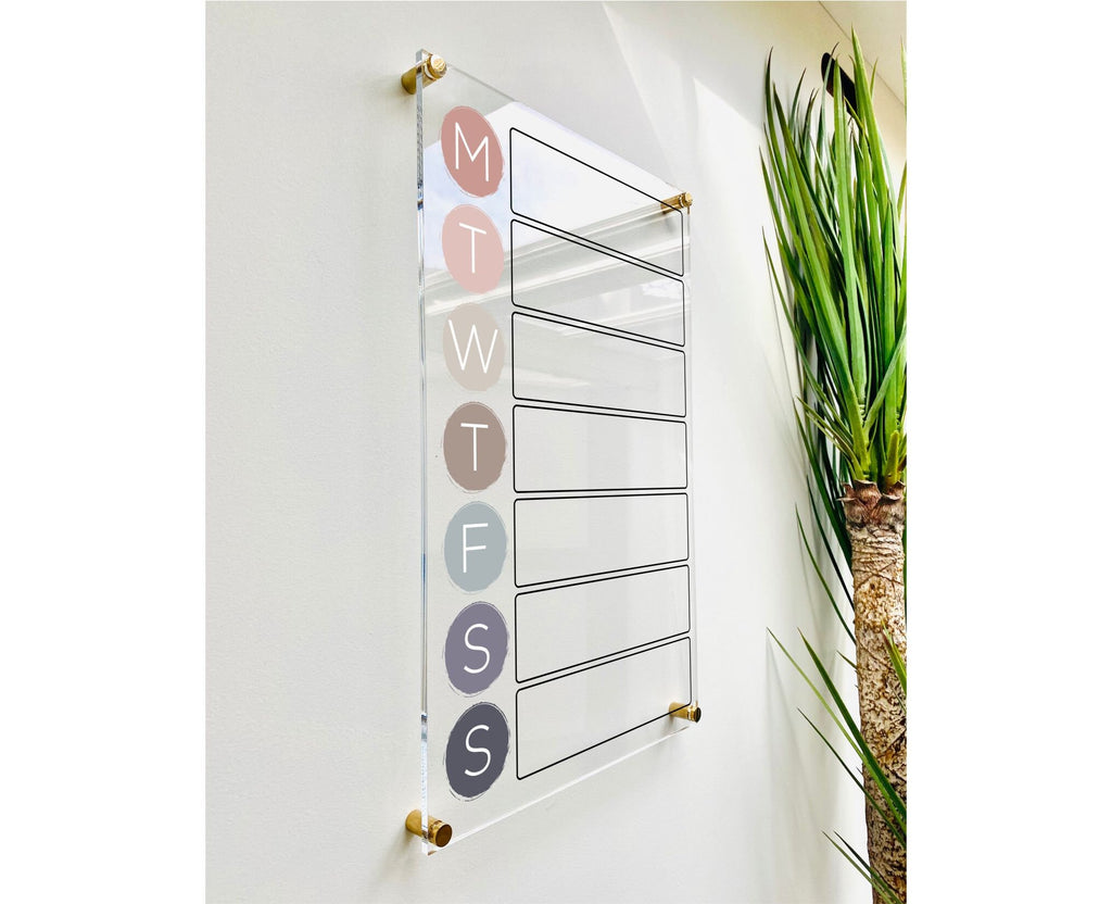 Acrylic Weekly Vertical Calendar For Wall