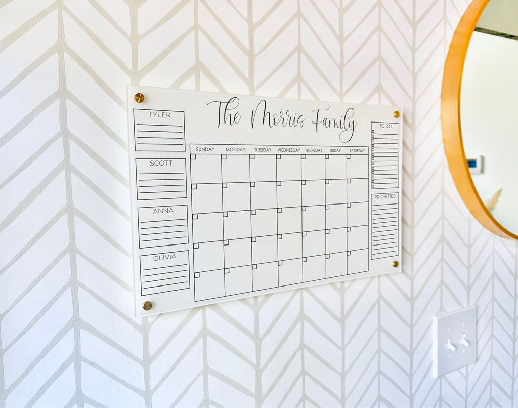 Acrylic Monthly Horizontal Calendar For Wall