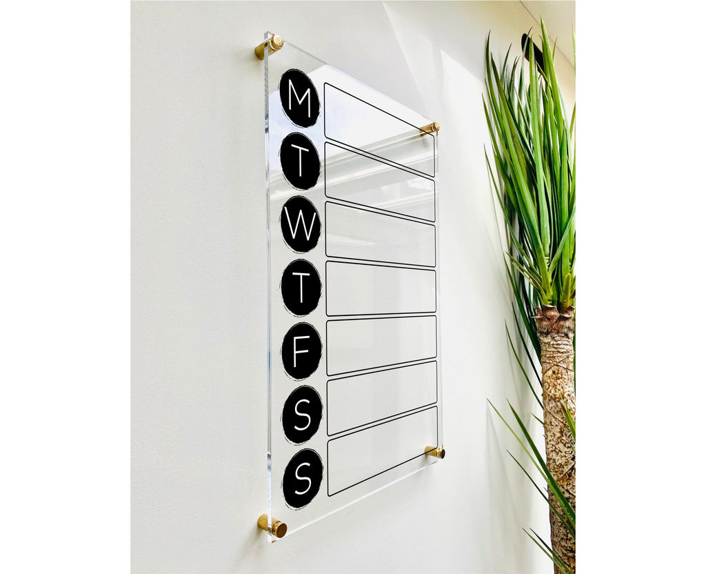 Acrylic Weekly Vertical Calendar For Wall