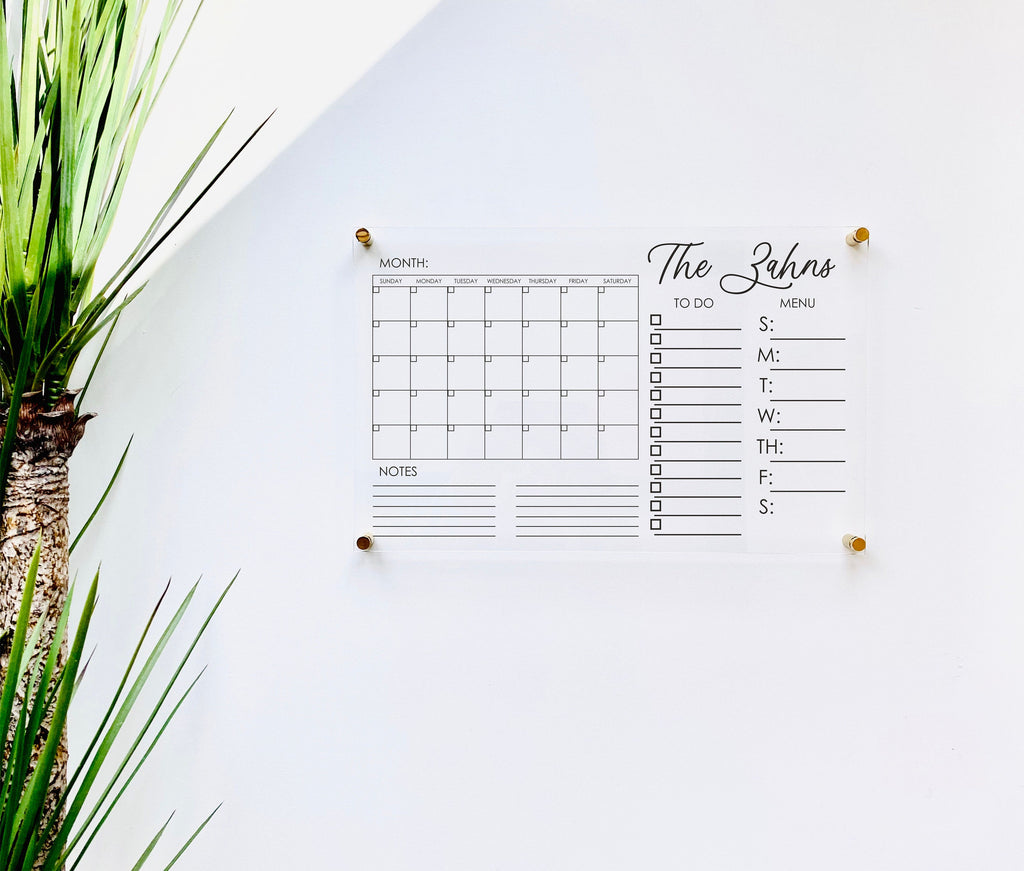 Acrylic Monthly Horizontal Calendar For Wall